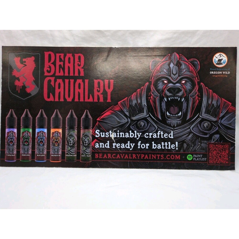 Bear Cavalry Paints Retail Store Promotional Display Board 13" X 6 3/4"